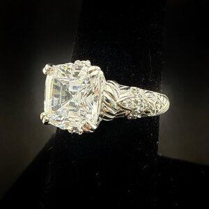 Judith Ripka Ring Sterling Silver CZ Cushion Radiant Cut 8 Engagement Heart 925